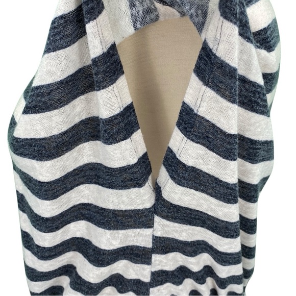 Lane Bryant Casual Blue and White Striped Split Neck Peplum Boho Knit Tunic Top - Picture 15 of 16